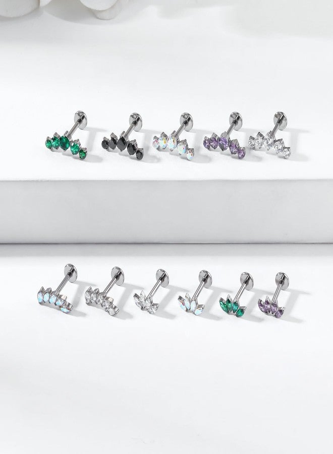 TOMIDES G23 Titanium Flat Back Earrings Studs 18g 16g F136 Implant Grade Titanium Labrets Press Fit Threadless Push In Dainty Cartilage Helix Conch Lobe Lip Tragus Piercing Jewelry (18G AB) - Image 3